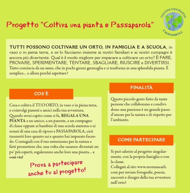 Progetto Coltiva una pianta e passaparola